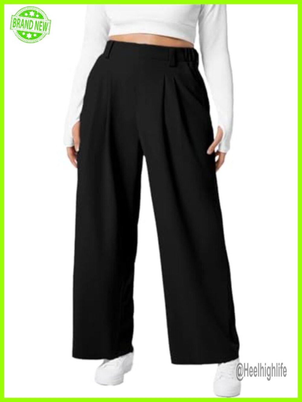 Womens Plus Size Wide Leg Dress Pants High Waisted Fleece Lined Business Casual